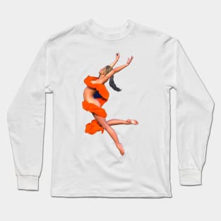 Woman girl dancer leaping in air Long Sleeve T-Shirt